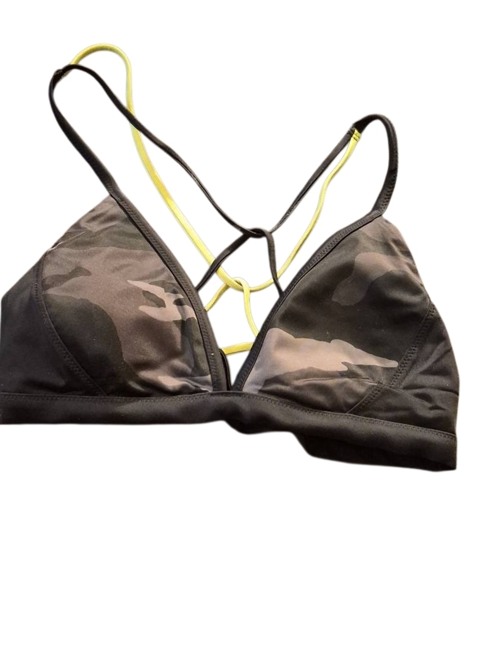Athleta Camo One-Piece Swimsuit in Black with Neon Yellow Accents (381)